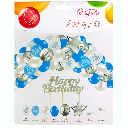 Girlanda balony na urodziny topper niebieski mix