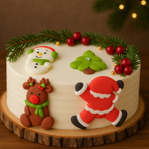 Figurki cukrowe na tort Boże Narodzenie Mikołaj bałwanek renifer