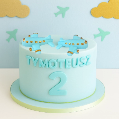Figurka cukrowa na tort samoloty na roczek baby shower urodziny niebieski 2 szt
