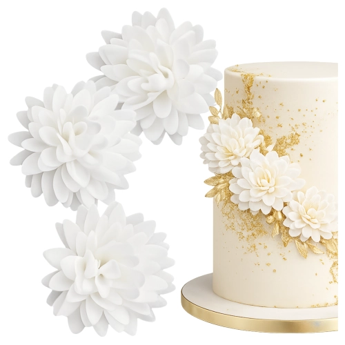 Kwiaty na tort 3 sztuki kwiatki waflowe białe dekoracje urodzinowe komunia wesele