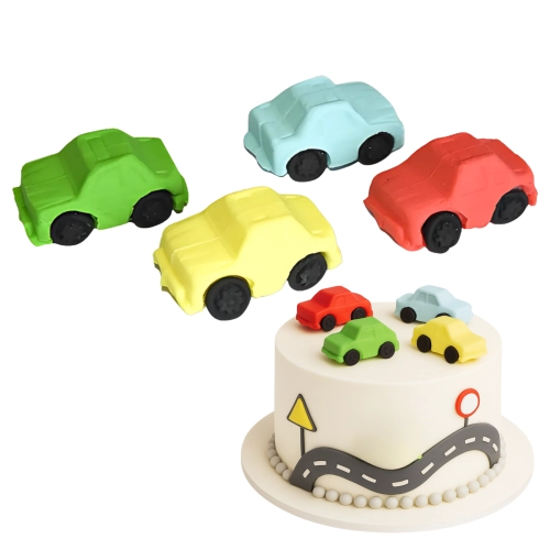 Figurka cukrowa dekoracja tort samochód auto mini autka ozdoby na tort 4 sztuki