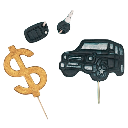Figurki ozdoby na tort topper auto dekoracje urodzinowe samochód zestaw cukrowy 3 sztuki