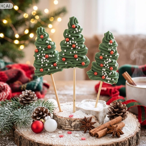 Figurki świąteczne cukrowe 3 sztuki topper choinki bezowe na ciasto babeczki święta