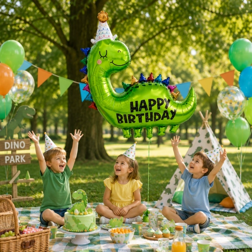 Balon foliowy dinozaur napis Happy Birthday dino hel dekoracje urodzinowe