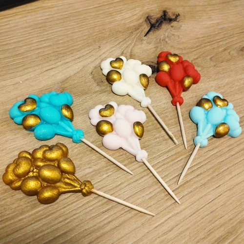 Figurki cukrowe na tort topper baloniki kolorowe dekoracje urodzinowe
