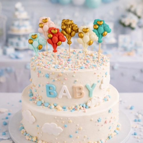 Figurki cukrowe na tort topper baloniki kolorowe dekoracje urodzinowe