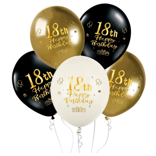 Balony na 18 urodziny dekoracje urodzinowe ozdoby balon lateksowy 5 sztuk
