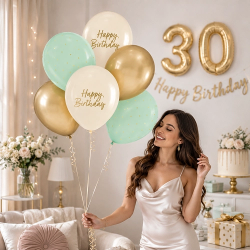 Balony lateksowe 6 sztuk kolorowe napis Happy Birthday dekoracje urodzinowe