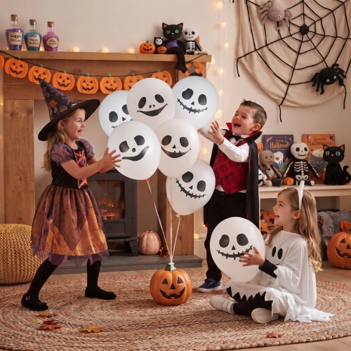 Balony lateksowe 6 sztuk duchy duszki śmieszne miny dekoracje halloween