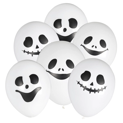 Balony lateksowe 6 sztuk duchy duszki śmieszne miny dekoracje halloween