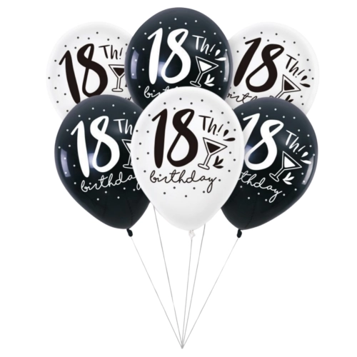 Balony na 18 urodziny dekoracje urodzinowe ozdoby balon lateksowy 6 sztuk