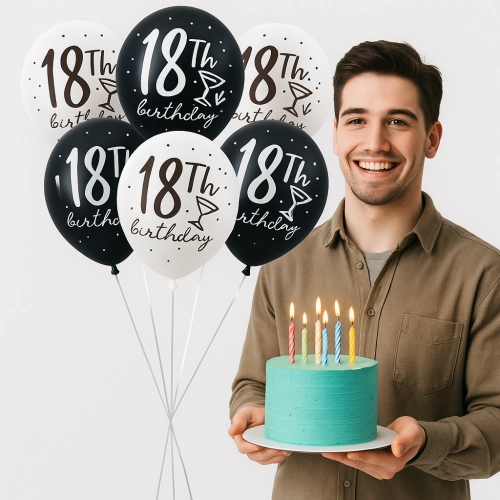 Balony na 18 urodziny dekoracje urodzinowe ozdoby balon lateksowy 6 sztuk
