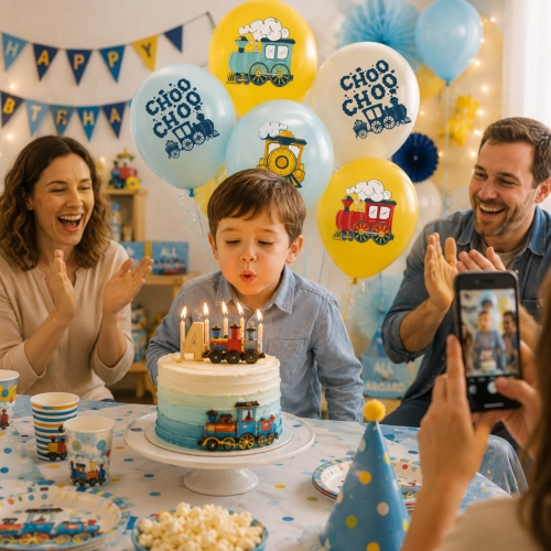 Balony lateksowe 6 sztuk ciuchcia pociąg lokomotywa dekoracje urodzinowe