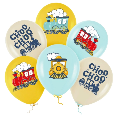 Balony lateksowe 6 sztuk ciuchcia pociąg lokomotywa dekoracje urodzinowe