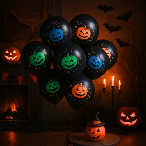 Balony lateksowe 9 sztuk balon czarny dynia mix dekoracje halloween