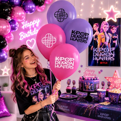 Balony lateksowe 8 sztuk K-POP Demon Hunters łowczynie demonów urodziny