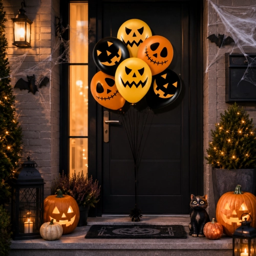 Balony lateksowe 6 sztuk dynia śmieszne miny mix dekoracje halloween