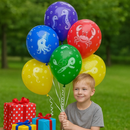Balony lateksowe zwierzęta morskie dekoracje urodzinowe ozdoby kolorowe 6 sztuk