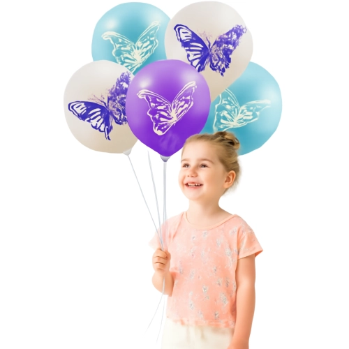 Balony kolorowe motyle dekoracje urodzinowe ozdoby balon lateksowy 5 sztuk