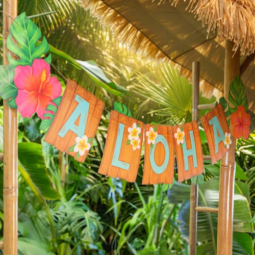 Baner hawajski aloha 135cm girlanda dekoracja wisząca na urodziny