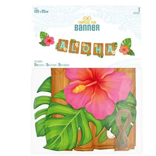 Baner hawajski aloha 135cm girlanda dekoracja wisząca na urodziny