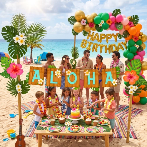 Baner hawajski aloha 135cm girlanda dekoracja wisząca na urodziny