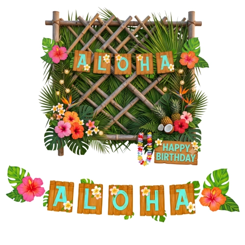 Baner hawajski aloha 135cm girlanda dekoracja wisząca na urodziny