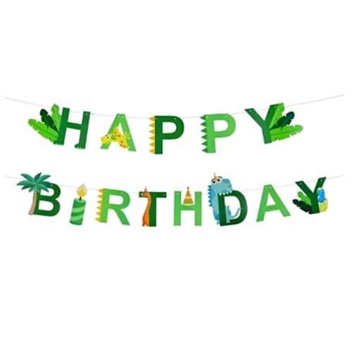 Baner girlanda dekoracja napis Happy Birthday dinozaury