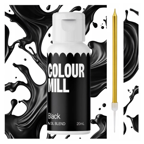 BARWNIK OLEJOWY DO MAS TŁUSTYCH KREMÓW CZEKOLADY CZARNY colour mill 20ml świeczka w prezencie