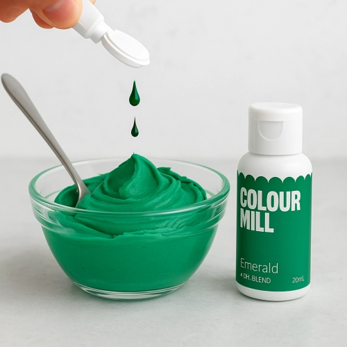 Barwnik olejowy do mas tłustych kremu czekolady zielony emerald colour mill 20ml