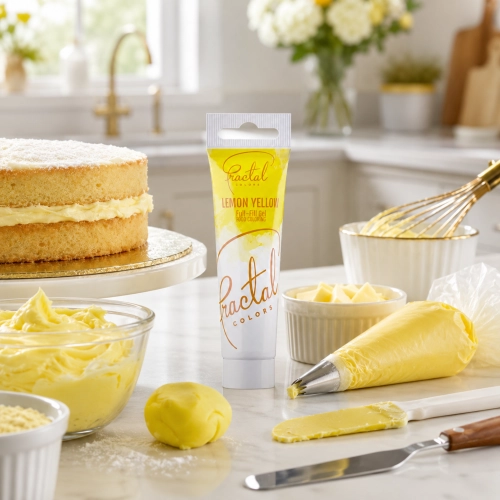 BARWNIK spożywczy w żelu ŻÓŁTY LEMON DO TORTU fractal TUBKA 30g