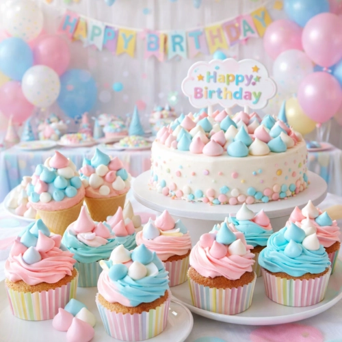 Posypka beziki cukrowe 30g bezy kolorowe mini dekoracje urodzinowe biały niebieski różowy