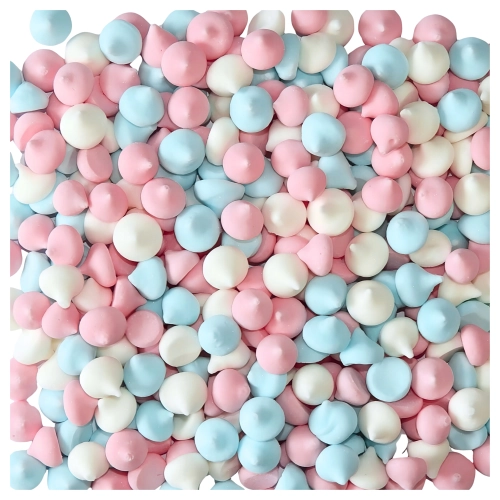 Posypka beziki cukrowe 30g bezy kolorowe mini dekoracje urodzinowe biały niebieski różowy