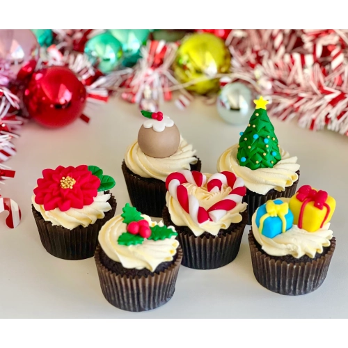 Figurka świąteczna na tort choinka maczek dekoracje cukrowe święta pierniki 10szt