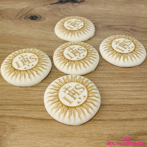 Hostia IHS beziki cukrowe 5 sztuk bezy biało złote dekoracje komunijne