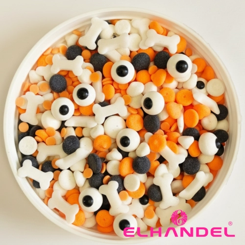 Posypka na tort 50g beziki oczy kość mix halloween dekoracje na babeczki