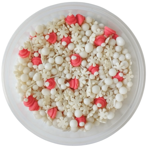 Posypka cukrowa na tort płatki śniegu perełki mix święta Boże Narodzenie 50g