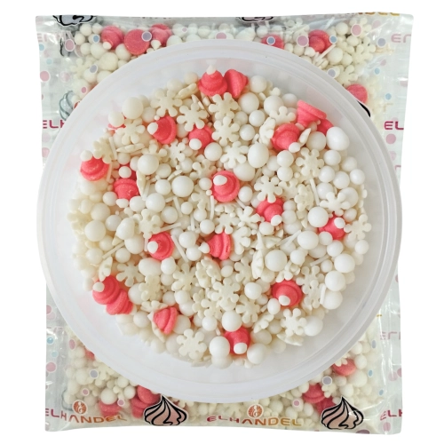 Posypka cukrowa na tort płatki śniegu perełki mix święta Boże Narodzenie 1kg