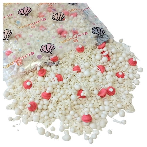 Posypka cukrowa na tort płatki śniegu perełki mix święta Boże Narodzenie 50g