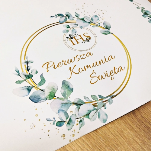 Bieżnik komunijny IHS Pierwsza Komunia Święta ozdoby na stół 5m 40cm