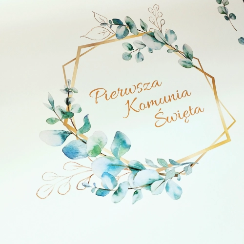 Bieżnik komunijny IHS kielich Pierwsza Komunia Święta ozdoby na stół 5m 40cm