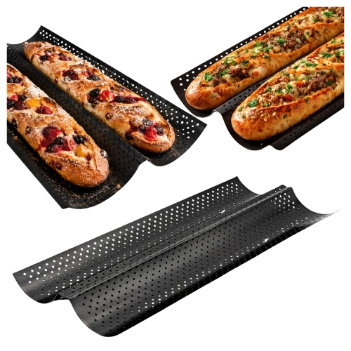 Blacha do pieczenia bagietek zapiekanek pieczywa forma 38 cm na 2 bagietki