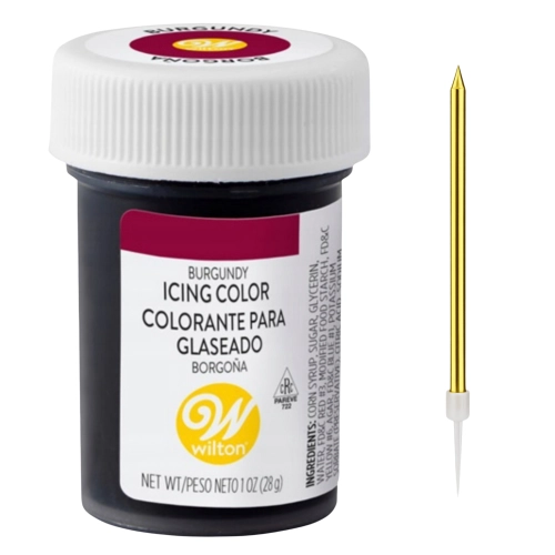 Barwnik spożywczy w żelu kolor burgund bordowy Wilton i świeczka