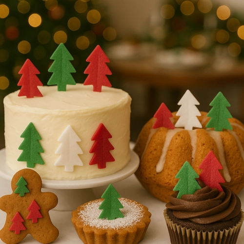 Dekoracje waflowe kolorowe choinki opłatek święta Boże Narodzenie 200 sztuk