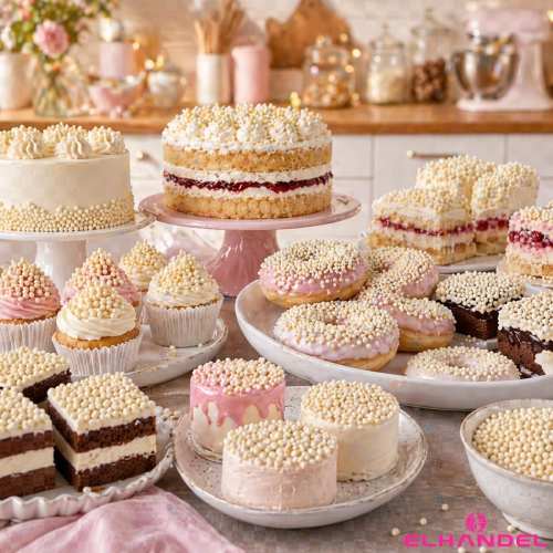 Posypka na tort lody 100g chrupki ryżowe w czekoladzie białe kulki na babeczki