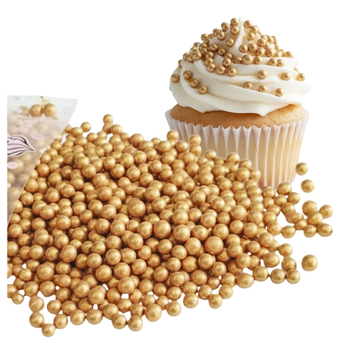 Posypka cukrowa na tort chrupki ryżowe perełki złote chrupiące kuleczki 1kg