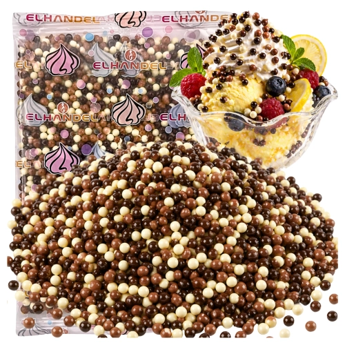 Posypka na tort lody 100g chrupki ryżowe w czekoladzie białej mlecznej deserowej kulki na babeczki