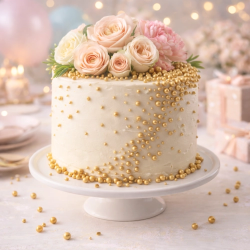 POSYPKA CUKROWA na tort PEREŁKI chrupki ryżowe DEKORACJE URODZINY złoty 20g