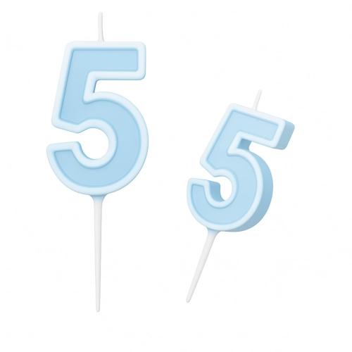 Świeczka na tort niebieska cyfra 5 świeczki urodzinowe ozdobne 1szt