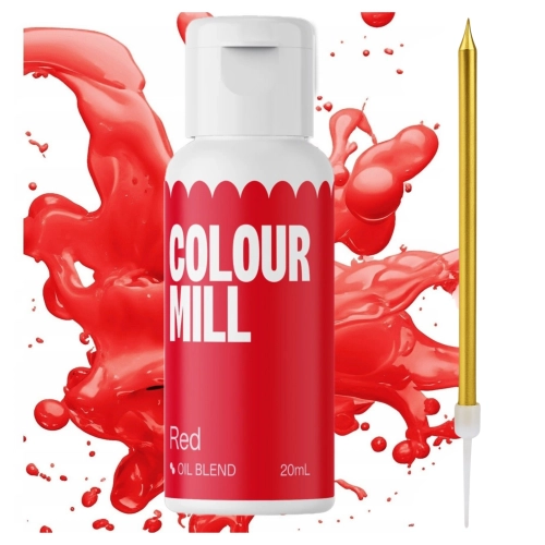 BARWNIK OLEJOWY DO MAS TŁUSTYCH KREMÓW CZEKOLADY CZERWONY colour mill 20ml świeczka w prezencie